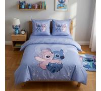 Stitch et Angel Housse de Couette 240x220 + 2 Taies 65x65 Polycoton Cadeau | Parure de lit 2 personnes | Duo Stitch & Angel complice | Séchage rapide facile entretien | St-Valentin | Adulte