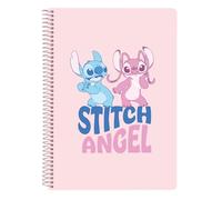 STITCH OHANA - Cahier 80 feuilles A5, couverture rigide, idéal pour enfants de différents âges, confortable et polyvalent, qualité et résistance, 15,5 x 22 cm