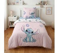 Stitch Pink Housse de Couette 140x200 + Taie 65x65 100% Coton Disney Cadeau | Parure de lit réversible 1 personne | Coton naturel respirant Oeko-Tex | Disney Lilo & Stitch | Ado | Cadeau | Idée cadeau
