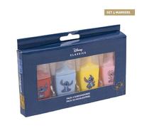 Lot de 4 Surligneurs Stitch - Format Mini - en Rouge, Bleu, Jaune et Vert - avec Dessins Film Disney - en Plastique ABS - Produit Original Conçu en Espagne