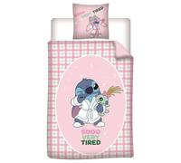 Aymax - Parure de lit 140x200 cm - Lilo & Stitch - Réversible - Rose - Enfant