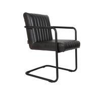 STITCHED - Fauteuil rétro en simili cuir noir Noir