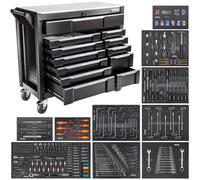 STIX armoire d'atelier, chariot à outils, 12 tiroirs, outils inclus, UltimatePro D12/TS2