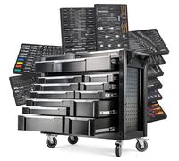 STIX Chariot Outils 451 pcs CR-V avec 12 Tiroirs - Servante Pro Atelier avec Plan INOX & Parois Perforées UltimatePro D12/TS2