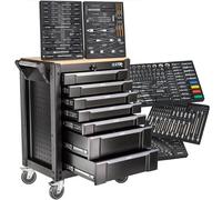 STIX Servante d'atelier UltimatePro C7, 267 Outils CR-V, Plateau Bois