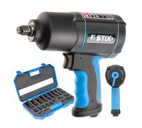 STIX STT-17 hocs 1700 Nm avec 20 douilles en acier CR-MO | Mécanisme Twin Hammer, set complet avec douilles longues et courtes, coffret de transport inclus