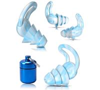 STJUNR 2 Paires Bouchons Doreilles Anti Bruit, Réutilisable,Bouchon d'Oreille pour Dormir,Douce Silicone Bouchon Oreille offrir une Meilleure Protection Auditive,Avec boîte de rangement,Bleu