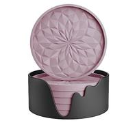 STLIAN Lot de 6 dessous de verre en silicone avec support, sous-verres pour boissons chaudes ou froides, épais, antidérapants, antiadhésifs, plateau profond mauve pâle