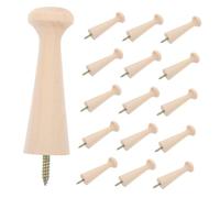 STOBAZA 16pcs Wood Shaker Pegs Screw-on Wall Mounted Farmhouse Style Hooks for Hanging Robes Bags Hallway Bathroom Easy Installation