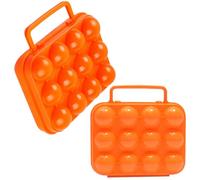 STOBAZA 2 Pièces Boîte à Œufs Portable, Porte-œufs de Randonnée, Pp, Orange, 12 Œufs, Fermeture à Boucle, Étanche, pour Pique-niques et Randonnée
