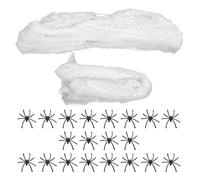 STOBAZA 4 Paquets Décoration Halloween Toile D'araignée Blanche avec Fausses Araignées en Plastique, Coton Facile à Installer et Modeler pour Intérieur et Fenêtres