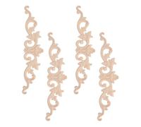 STOBAZA 4 Pièces Appliques en Bois Sculpté Non Peint 30x7 Cm pour Décoration de Meubles et Cadres, Légères et Faciles à Peindre, Style Européen Sophistiqué