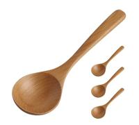 STOBAZA 4 Pièces Cuillère à Soupe en Bois de Hêtre Résistante à L'usure Long Manche, Ustensile Polyvalent pour Mélanger et Servir Cuisine Asiatique