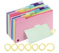 STOBAZA 450 Fiches Mémo Lignées en Papier avec 8 Anneaux de Reliure pour Prise de Notes Facile et Rangement Organisé au Travail Quotidien Couleur Aléatoire