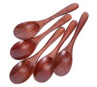 STOBAZA 5 Pièces Cuillère à Soupe Japonaise en Bois Marron 15, 5x4 Cm