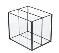 STOBAZA Boîte de Rangement pour Maquillage Multifonction en Laiton et Verre, Boîte Compartimentée Noire pour Cosmétiques et Bijoux, Rangement à Domicile