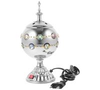 STOBAZA Brûleur dencens électrique: Encensoir en Métal - Encensoir électrique Aromatique de Table avec Couvercle, Style Moyen Oriental pour la Maison Bureau Yoga Spa (Argenté)