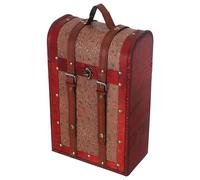 STOBAZA Coffret à Vin en Bois Vintage 2 Bouteilles 35 X 22 X 12 CM Caisse de Rangement Décorative avec Motifs Authentiques Porte-Bouteilles Robuste pour Mariage Bar et Transport