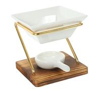STOBAZA Essentielle en Céramique et Bois Porte-Bougie en Fer, Résistant la Chaleur et Anti-brûlure, Diffuseur D'arômes pour Salon ou Chambre