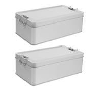 STOBAZA Petite boîte à dragées vintage en métal argenté 2 pièces, boîte à biscuits portable avec couvercle charnière, adaptée pour fêtes et organisation d'objets