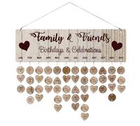 STOBOK Calendrier Anniversaire Bois Famille Bricolage Suspendu Calendrier De Rappel D'anniversaire En Bois Calendrier Perpetuel Anniversaire Avec 50pcs Pendentifs En Forme De Coeur/Rond