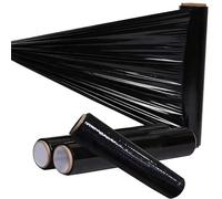 Stockcloture Film Étirable Noir, 23 Microns, 50cm x 250m, 4 Rouleaux, 2,5 kg/Rouleau, Film Plastique pour Palettes et Déménagement