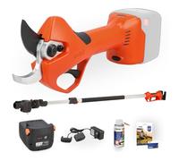 STOCKER - Kit ciseaux Magma E-40 TP 21V avec manche télescopique orientable 155-235 cm + batterie Fast Charge 2,6Ah et double chargeur 21V - Coupe jusqu'à 40mm - Système Power 21V