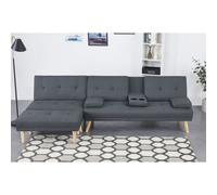 Concept Usine - Canapé Stockholm scandinave convertible 5 places tissu gris dossier rabattable