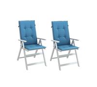 vidaXL Coussins de chaise à dossier haut lot de 2 bleu mélangé tissu 4002424