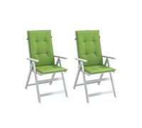 Stoelkussens 2 st hoge rug 120x50x4 cm stof gemÃªleerd groen4002427