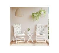 vidaXL Lot de 2 Coussins de Chaise à Dossier Haut, Galettes de Siège Anti-Glissement, Décoration Jardin Terrasse Patio, Modèle de Feuille Tissu