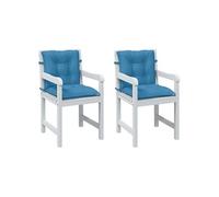 vidaXL Coussins de chaise à dossier bas lot de 2 bleu mélangé tissu