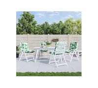 vidaXL Lot de 4 Coussins de Chaise à Dossier Bas, Galette de Siège Imperméable, Coussin d'Extérieur Anti-Glissement Jardin Terrasse, Modèle de Feuille