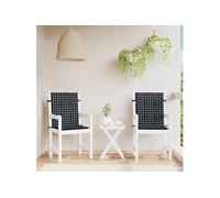 Stoelkussens 2 st lage rug ruitpatroon stof zwart361322