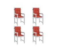 Stoelkussens 4 st lage rug 100x50x4 cm stof gemÃªleerd rood4002464