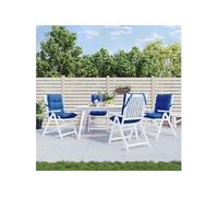 vidaXL Lot de 4 coussins de chaise à dossier bas - Imperméable antidérapant - Bleu royal