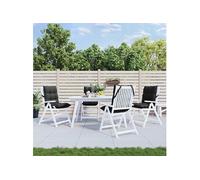 vidaXL Lot de 4 coussins de chaise – dossier bas, imperméable, anti‑glisse, extérieur noir Oxford