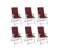 vidaXL Coussins de chaise à haut dossier 6 pcs. Mélange rouge vin 120x50x4 cm Tissu