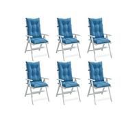 vidaXL Coussins de chaise à haut dossier 6 pcs. Melange Bleu 120x50x7 cm Tissu