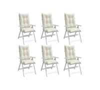 vidaXL Lot de 6 coussins de chaise dossier haut 120x50x7 cm tissu crème mélangé