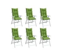 Stoelkussens 6 st hoge rug 120x50x7 cm stof gemÃªleerd groen4002363