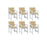 Stoelkussens 6 st lage rug 100x50x7 cm stof gemÃªleerd beige4002390