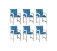 Stoelkussens 6 st lage rug 100x50x7 cm stof gemÃªleerd blauw4002393