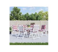 vidaXL Lot de 6 Coussins de Chaise à Dossier Bas, Galette de Siège Imperméable, Coussin d'Extérieur Anti-Glissement Jardin Terrasse, Motif Carreaux Rouge