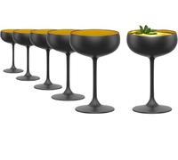 Stölzle Lausitz Coupes à Champagne Elements 6x230 ml - Verres Élégants en Cristal Noir/Or - Idéal pour Champagne, Prosecco & Cocktails - Résistants aux Chocs, sans Plomb, Lavables au Lave-Vaisselle