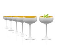 Stölzle Lausitz Coupes à Champagne Elements Blanc/Or Lot de 6 - 230 ml - Verres en Cristal Sans Plomb Élégants et Résistants - Idéal pour Champagne et Prosecco - Lavables au Lave-Vaisselle