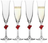 Stölzle Lausitz L'Amour Verres à Champagne Rouges Set de 2 175 ml - Flûtes Élégantes en Cristal Idéales pour le Prosecco & Vin Mousseux - Verres en Cristal Sans Plomb - Lavables au Lave-Vaisselle
