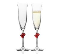 Stölzle Lausitz L'Amour Verres à Champagne Rouges Set de 2 175 ml - Flûtes Élégantes en Cristal Idéales pour le Prosecco & Vin Mousseux - Verres en Cristal Sans Plomb - Lavables au Lave-Vaisselle
