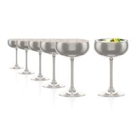 Stölzle Lausitz Verres à Champagne Elements Argent Lot de 6 - 230 ml - Coupes élégantes en cristal pour champagne & prosecco - Verres résistants au lave-vaisselle - Fabrication allemande de qualité