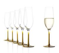 Stölzle Lausitz Verres à Champagne Gold Event Lot de 6, 195ml - Élégantes Flûtes à Champagne pour Prosecco & Vins Effervescents - Verres Cristal Haut de Gamme avec Pied Doré
